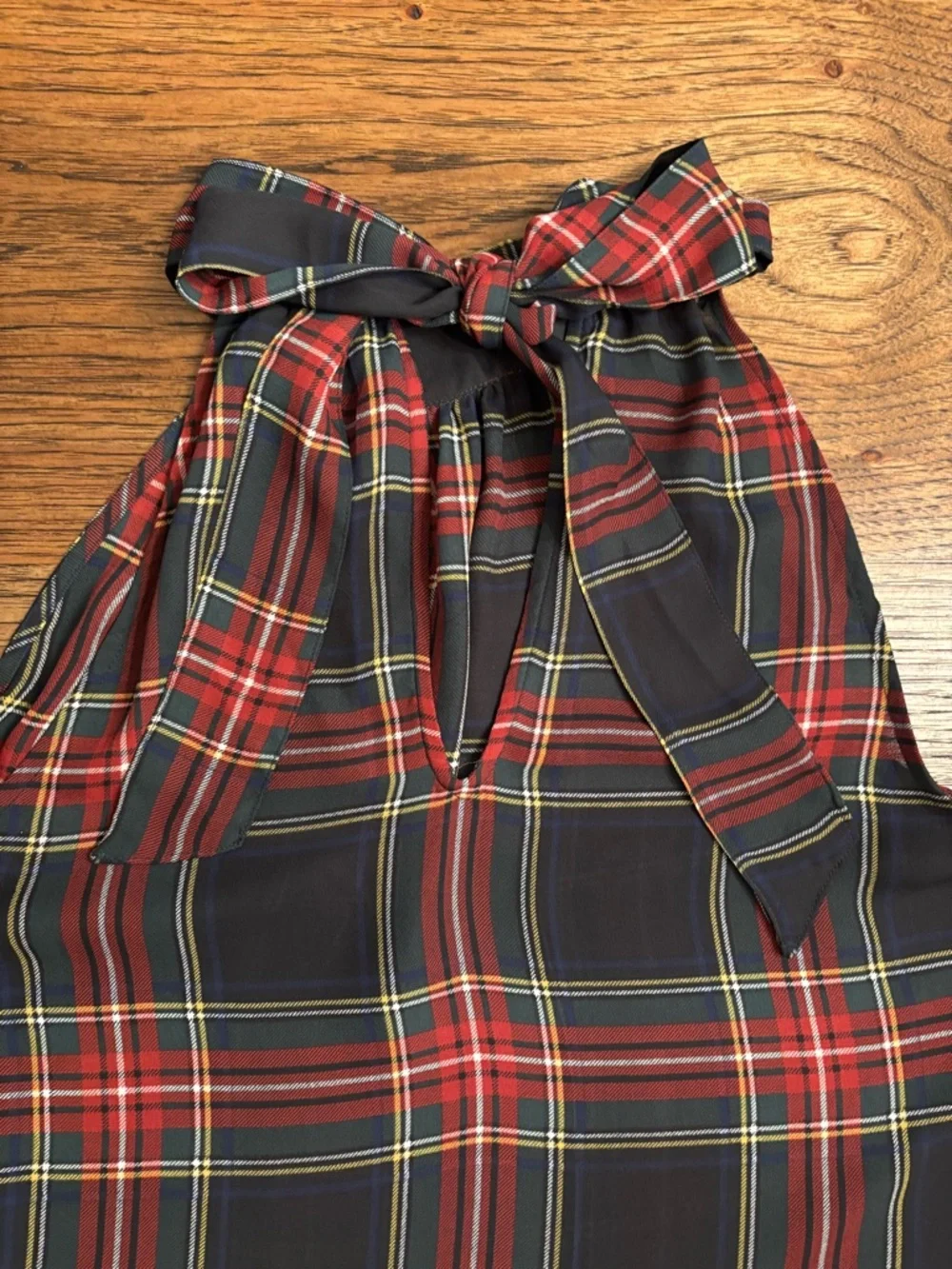 J.Crew Plaid Halter Tie-Neck Size 6 Red & Black Tartan Sleeveless Holiday Top